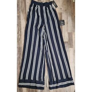 Lulus Pants Women's Size XS Blue Navy Striped Coastal Living Chic Wide Leg NEW